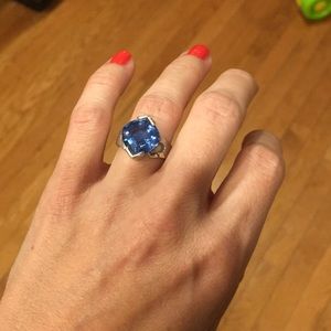 Genuine blue stone ring 925 w/14kt gold accents.